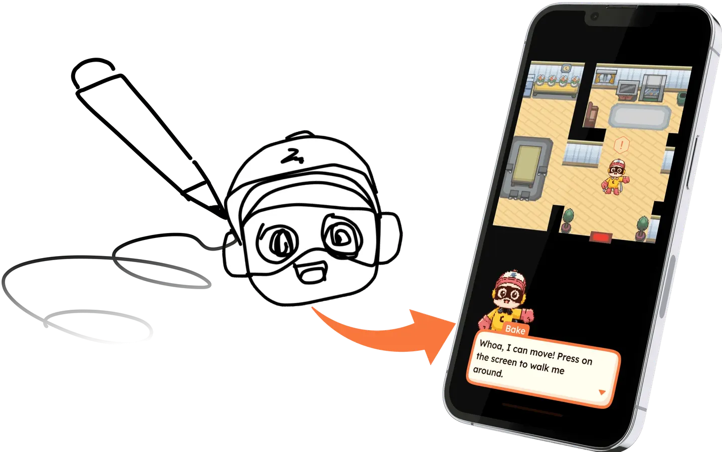 Game characters created from drawings and photos, brought to life in a mobile world where players build interactive characters and evolving stories